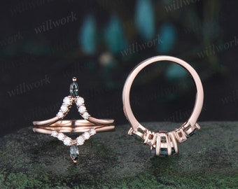2pc wedding band in 14k rose gold in size 7.5