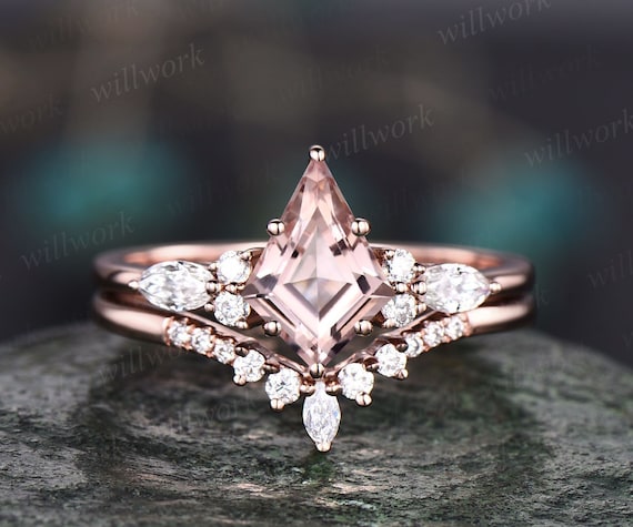 Morganite wedding set etsy deals