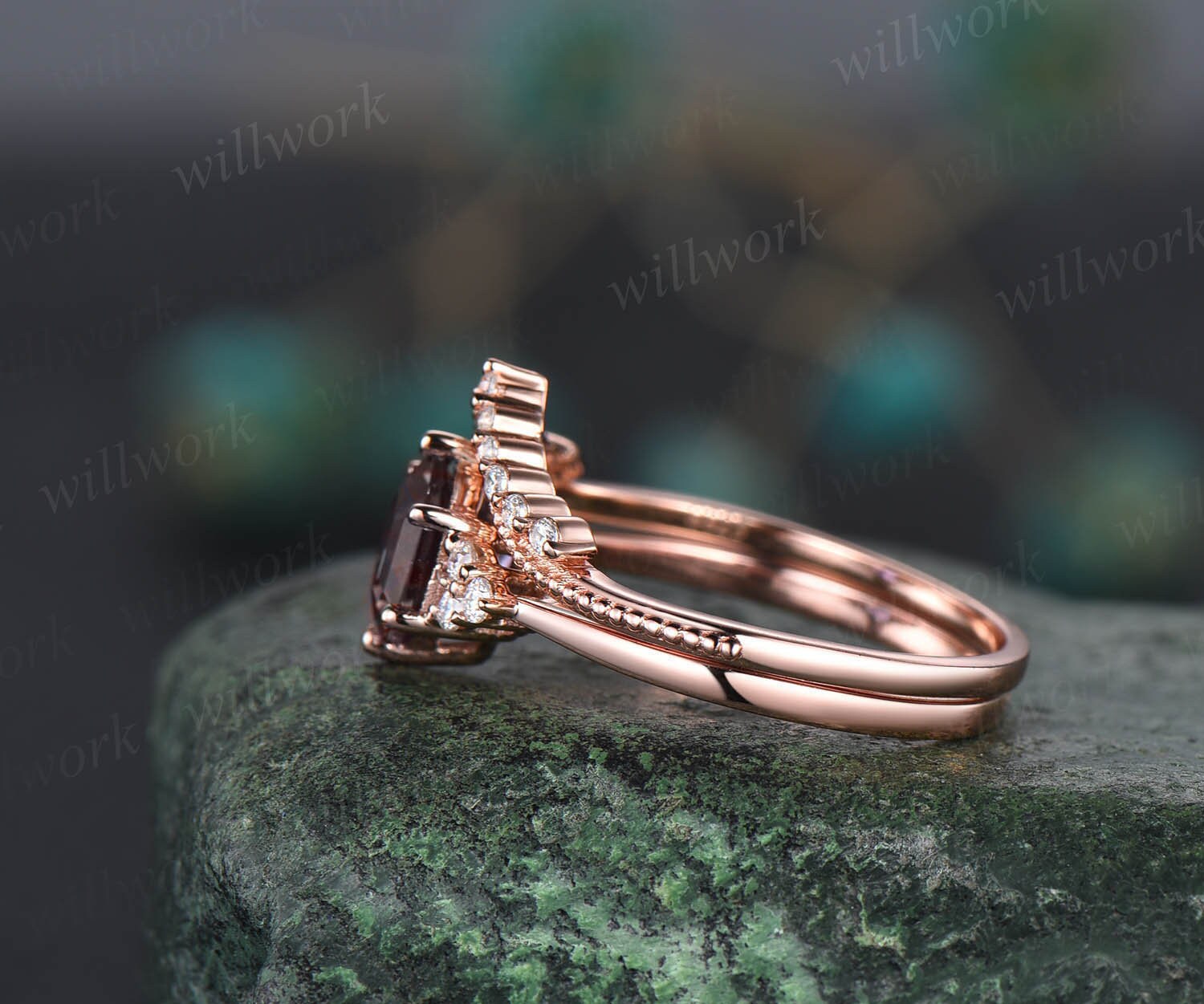 Hexagon morganite ring deals