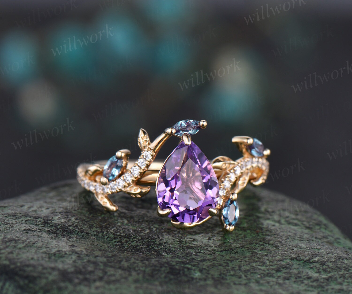 アッシュペーフランス ヴィンテージアメジスト ペアシェイプストーン