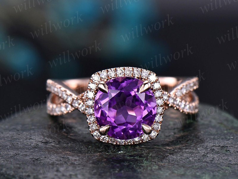 Amethyst engagement ring rose best sale gold