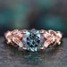 Unique vintage Alexandrite engagement ring rose gold butterfly leaf flower ring milgrain diamond opal ring women unique wedding ring jewelry