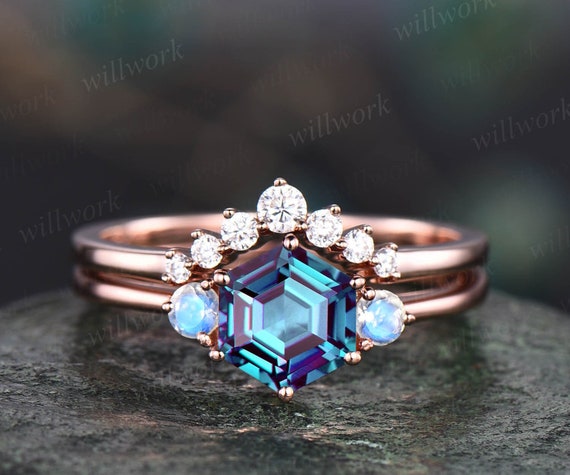 Moonstone alexandrite engagement ring discount