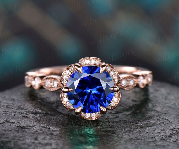 Blue engagement rings for women discount