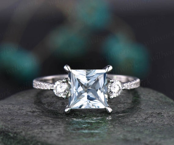 Princess cut hotsell aquamarine ring