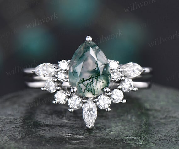 White gold agate ring discount