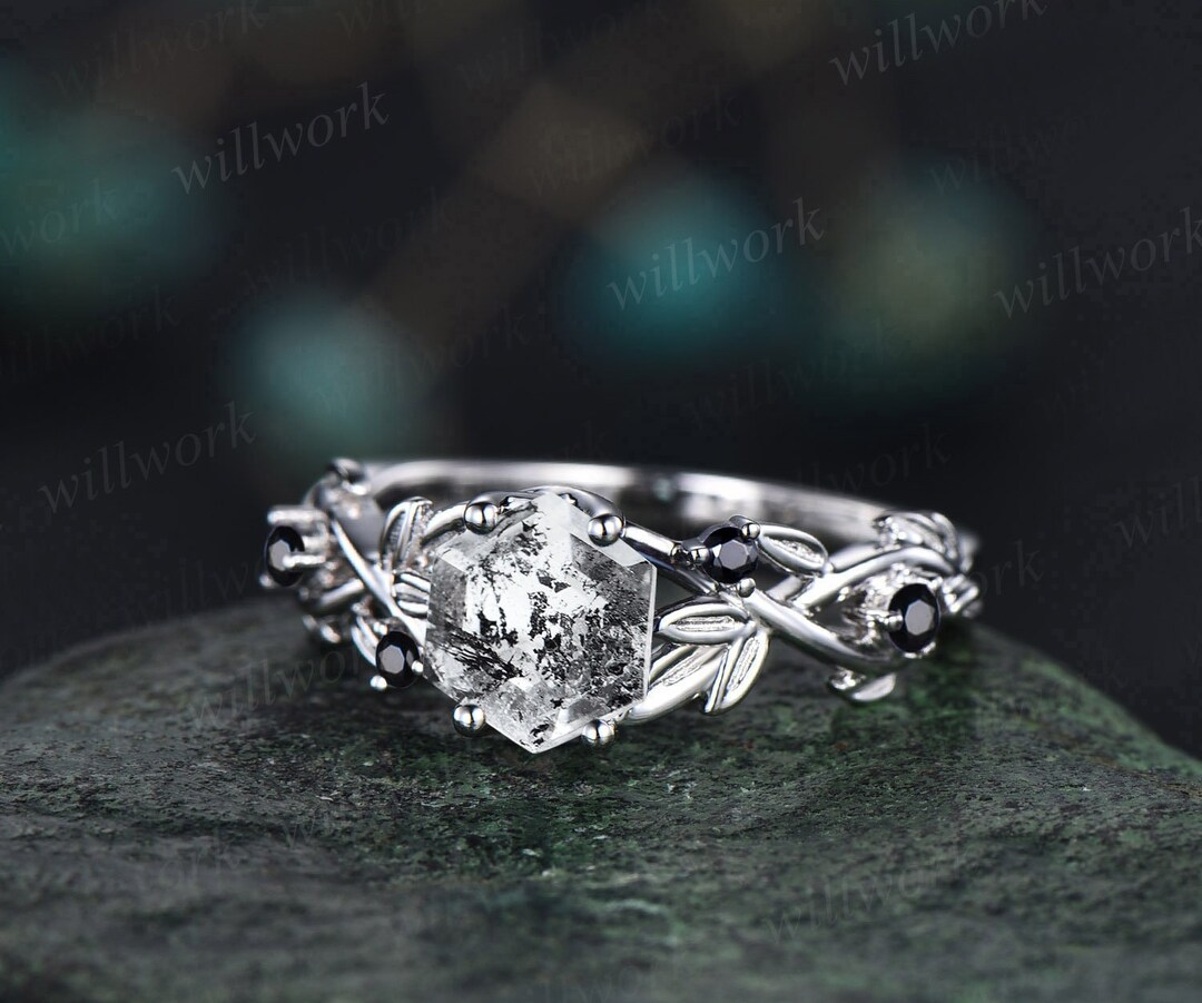 ヴィンテージ ナチュラル ハーキマー ダイヤモンド エンゲージリング