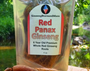 Red Panax Ginseng | Whole Roots | 6 Years Old | Ships Free in USA | Premium Grade | High Quality and Large