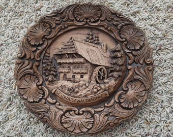 Black Forest Hand Carved Vintage Wall Plaque