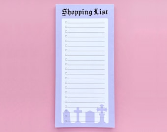 Gothic Shopping List Pad, Pastel Goth Shopping List Pad, Gothic Grocery List, Spooky To Do, Halloween Stationery Notepad Memo Pad Cemetery