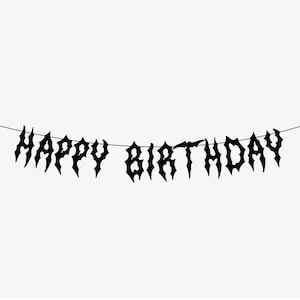 Happy Birthday Girlande, Metalhead Geburtstag Party Dekoration, Gothic Girlande, Black Metal, Rock n Roll Geburtstag Dekoration Alternative