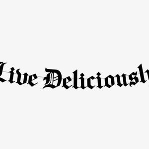 Live Deliciously Gothic Decor Banner, Goth Bunting, Blackletter, Horror Party Decoration, Wouldst Thou Like, Black Phillip