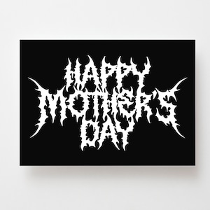 Biglietto per la festa della mamma Heavy Metal, mamma Emo, biglietto per la migliore mamma Goth, ti amo, biglietto alternativo per la festa della mamma, bianco e nero, mamma gotica