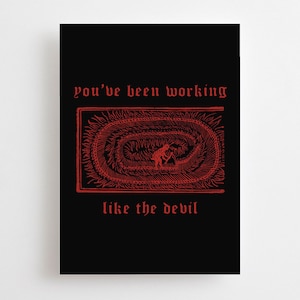 Gothic Well Done Card, Witch Woodcut, Working Like The Devil, Graduation, Thank You, Congratulations Horror Heavy Metal Goth Emo Medieval