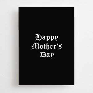Biglietto d'auguri gotico per la festa della mamma, mamma emo, biglietto per la migliore mamma, ti amo, auguri alternativi per la festa della mamma, heavy metal, bianco e nero, mamma mamma