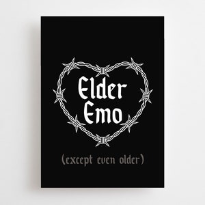 Carte d'anniversaire aînée Emo, sauf les plus âgés, RIP My Youth, Heavy Metal, carte d'anniversaire gothique drôle, alternative, 30 40 trentième fil de fer barbelé