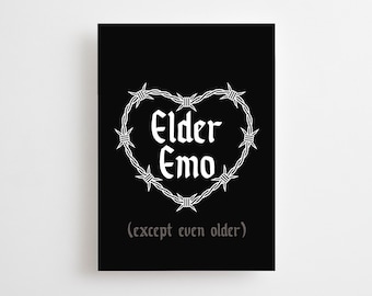 Elder Emo Birthday Card, Except Even Older, RIP My Youth, Heavy Metal, Funny Goth Birthday Card, Alternative, 30 40 Thirtieth Barbed Wire