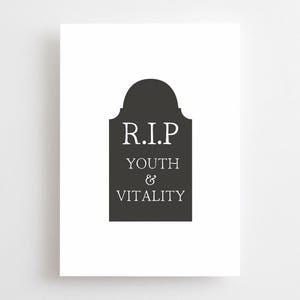 Headstone Birthday Card, Goth Funeral For My Youth, Heavy Metal, Gothic Emo Funny Birthday Card Gravestone 30 Thirtieth RIP Youth & Vitality