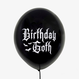 Birthday Goth Balloons, Gothic Party Decoration, Emo Birthday Balloon, Black & White, Bats, Heavy Metal Birthday, 12 inch
