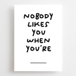Poppunkverjaardagskaart, grappige emo-verjaardagskaart, aangepaste leeftijd toevoegen, Nobody Likes You When You, Heavy Metal, alternatief 20 30 40 23 33