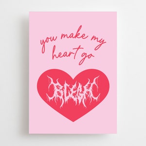 Metalen valentijnskaart, You Make My Heart Go Blegh, Goth Anniversary, Elder Emo Love Card, Valloween, alternatieve scène vriendin vriend