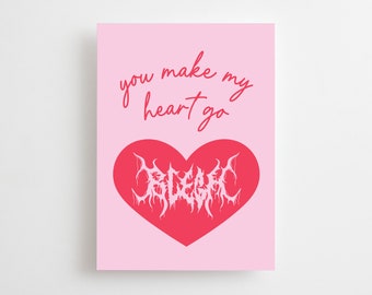 Metal Valentine’s Card, You Make My Heart Go Blegh, Goth Anniversary, Elder Emo Love Card, Valloween, Alternative Scene Girlfriend Boyfriend