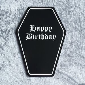 Coffin Birthday Card, Goth Happy Birthday, Unique Card, Emo, Alternative, Coffin Shape, Heavy Metal, Gothic, Old English Medieval RIP Youth