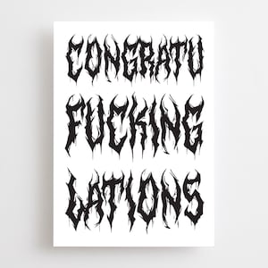 Black Metal Gefeliciteerd Card, Heavy Metal Card, Goth Well Done Card, Engagement, Bruiloft, Nieuwe Baby, Emo Nieuwe Baan, Metalhead Graduation