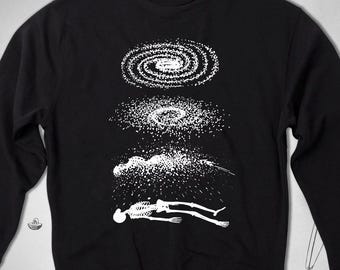 Grunge sweatshirt Trendy graphic design Space Universe Gothic trending unisex crewneck sweatshirt for men guys Gift idea