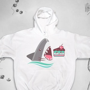 Women Cute Shark Hoodie Long Sleeve Blue Kawaii Shark Shape Hooded