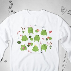 Frog sweatshirt sweater Trendy sweatshirt Cute Aesthetic Kawaii Funny Animals Cottagecore Kidcore Unisex Crewneck sweater Gift idea for Girl