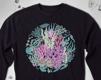 Ocean sweatshirt Trendy Graphic Design Cute Aesthetic Corals Nature under the Sea Nautical Colorful Corals Crewneck sweatshirt Gift idea