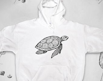 Turtle hoodie Trendy graphic design with ocean animal Hawaiian turtle Aesthetic cute unisex sweatshirt with hood Gift idea