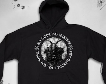 Goth hoodie for Women Men Grunge hoodie Edgy Gothic Demon Saying Think for Your Self Unisex sweatshirt hood for Teens Gift idea