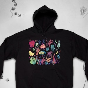 Moletom com capuz marinho Design gráfico moderno bonito oceano natureza estética peixes animais sob o mar moletom unissex com capuz ideia de presente