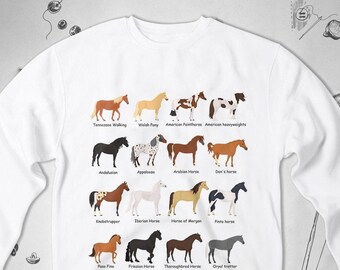 Sudadera de caballos Diseño gráfico de moda con caballos Bonita sudadera de cuello redondo con animales para regalar a un vaquero amante de los caballos