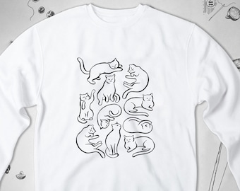 Cats sweatshirt sweater Cute Graphic Design Aesthetic Trendy Kawaii Funny Cat Kitten Animals Nature Crewneck sweater Gift idea