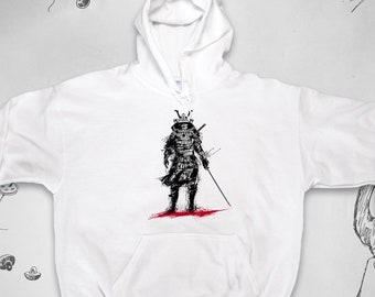 Felpa con cappuccio Samurai Design grafico alla moda Guerriero giapponese Disegno estetico Giappone antico Fantastica felpa unisex con cappuccio da uomo Idea regalo