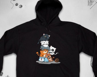 Gatos com capuz para homens mulheres na moda design gráfico bonito kawaii gatos estéticos engraçados gatinhos animais unissex moletom ideia de presente para mãe de gato