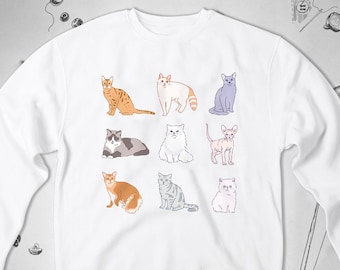 Cats sweatshirt Trendy graphic design with cats Cute funny animals kittens crewneck sweatshirt for cat person Gift idea for cat lover