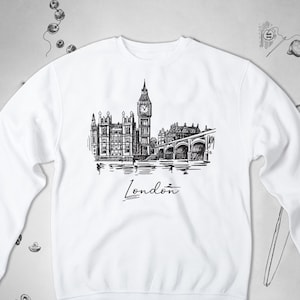 London sweatshirt sweater England sweatshirt Aesthetic London City Illustration Graphic Design Unisex Crewneck sweater Gift