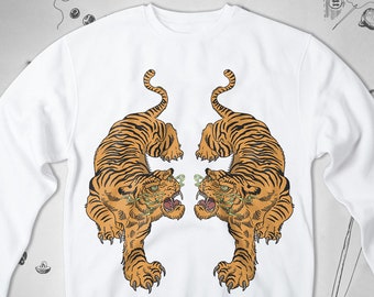Tiger sweatshirt for Men Women Girls sweater Aesthetic Animal sweatshirt Cat Japanese Art Trendy Style Unisex Crewneck sweater Gift idea