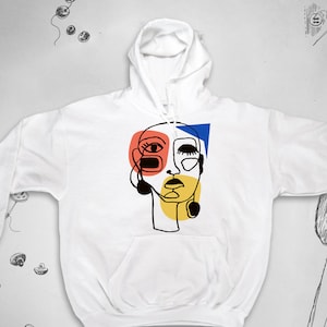 Abstract hoodie for Men Women Girls sweatshirt Art Aesthetic Unisex raglan with Girl Trendy Modern Artsy Graphic hoodie sweater Gift idea