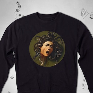 Art sweatshirt sweater Trendy Graphic Design Vintage Aesthetic Medusa Snakes Painting Caravaggio Greek Mythology Crewneck sweatshirt Gift