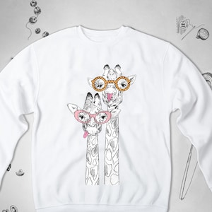 Giraffe sweatshirt sweater Cute sweatshirt Kawaii Funny Animal Pretty Africa Graphic Design Unisex Crewneck sweater Giraffe Gift idea