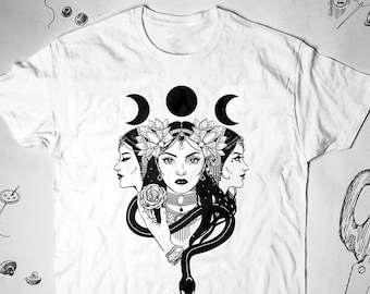 Triple Moon Goddess shirt tshirt t shirt tee Witch Graphic Design shirt Aesthetic Girls Snake Witchcraft Unisex shirt Gift idea