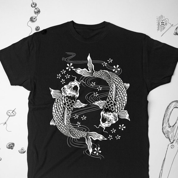 Japanese shirt tshirt t shirt tee Koi Fish Graphic Design shirt Japan Nature Art Unisex shirt Japanese Style Gift idea