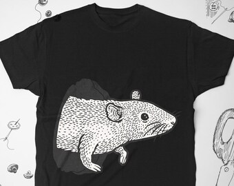 Rat shirt for Men Women Girls tee t shirt tshirt Animal Cute Graphic shirt with Rat Illustration Unisex shirt for Guy Lady Rat Lover Gift