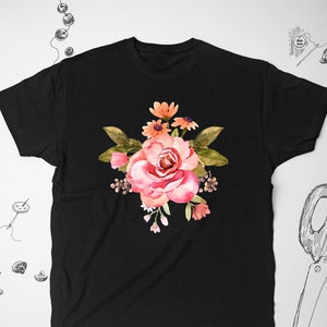 Camisa rosa camiseta camiseta Diseño gráfico de moda Arte floral Planta estética Rosas rosas camisa unisex para mujeres para niñas Idea de regalo