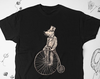 Rat shirt tshirt t shirt Trendy graphic design Funny animal Victorian rat on a bicycle Aesthetic unisex shirt for men Gift idea